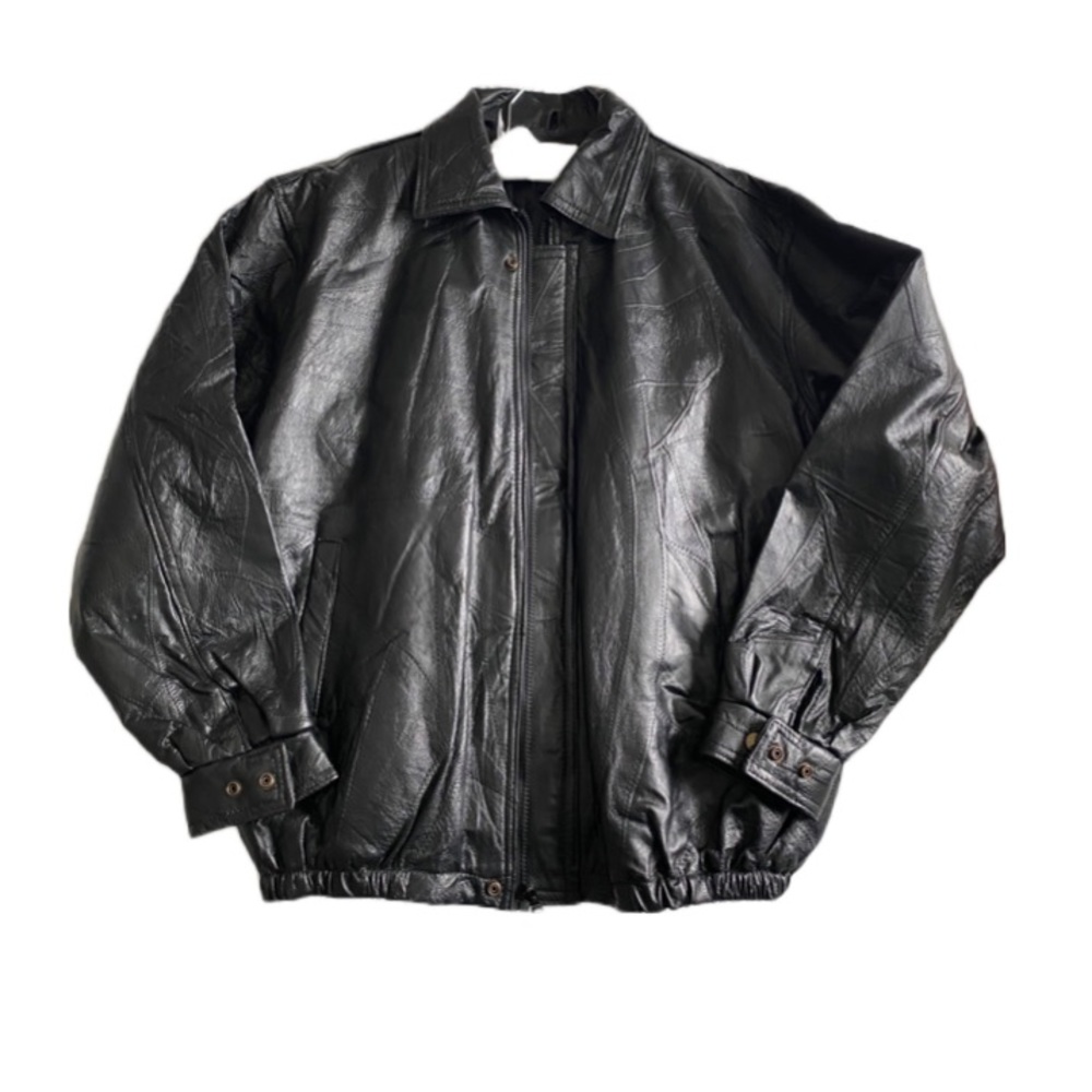 Black Leather Bomber Jacket